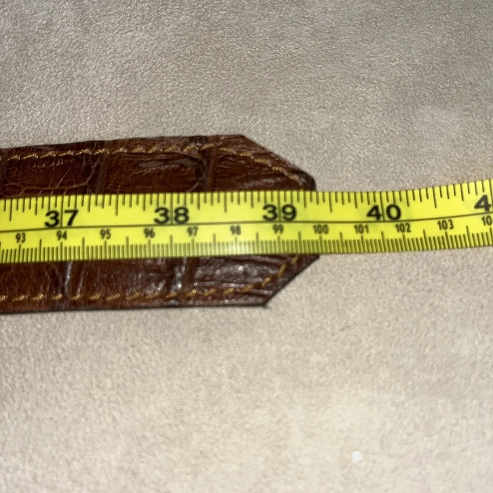 Vintage Vin Baker USA‎ Brown Alligator Belt Women's Western Square Buckle